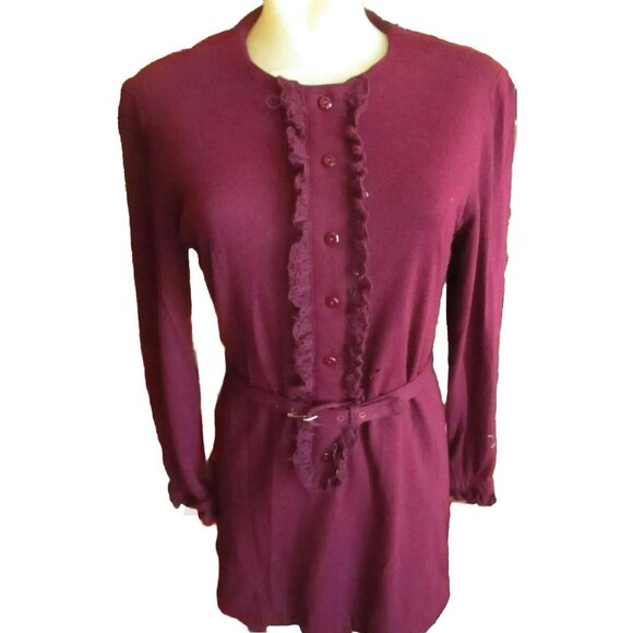 6 Vintage 1970's Women's Dress MINNESOTA WOOLENS ROYAL PURPE BELTED MOD ACRYLIC - Picture 2 of 8